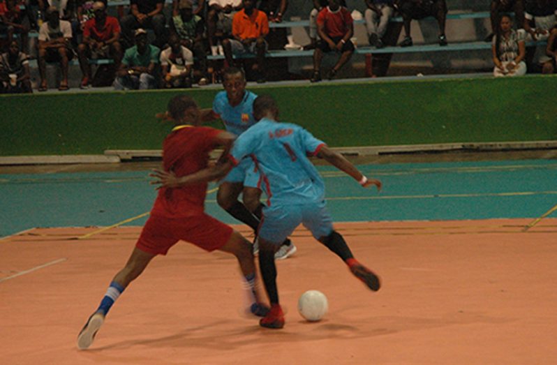 Part of quarter-final action in the GT Beer/Keep Your Five Alive competition, currently being played at the National Gymnasium