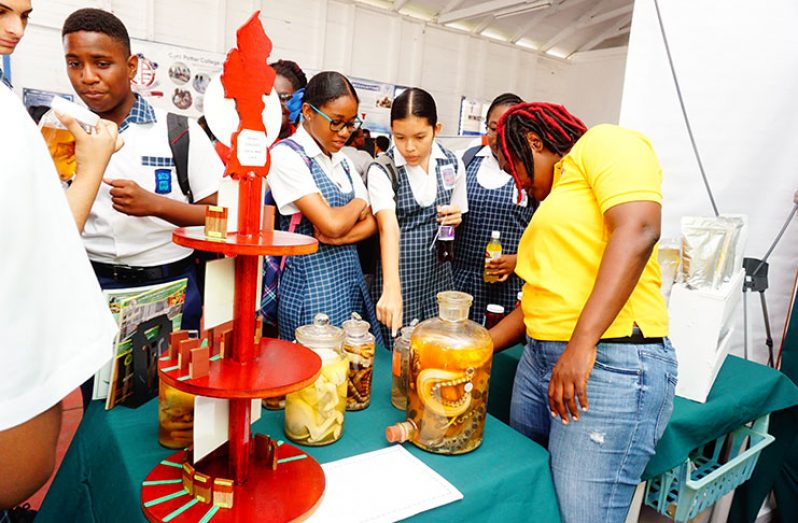 Students at the annual Career Day Fair hosted by the Lions Club of Georgetown, Durban Park last Friday (Carl Croker photo)
