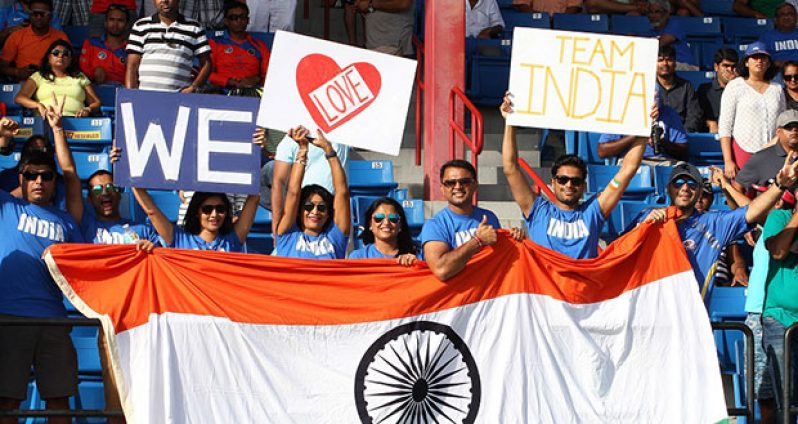 Enthusiastic Indian fans show their support in the India v West Indies T20I in Florida.
