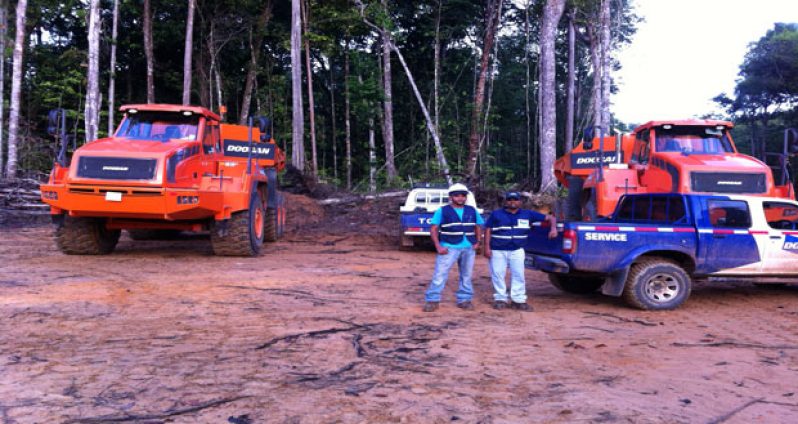 Some of the Doosan equipment that the youths of Linden will be trained to operate