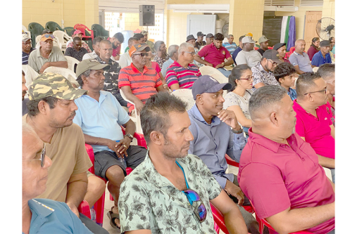 Rice farmers attending the meeting at Anna Regina Secondary School Auditorium