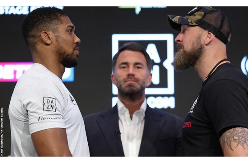 Anthony Joshua (left) will fight late replacement Robert Helenius (right) in London on Saturday