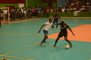 Who will prevail? Sparta Boss take on Back Circle in the final of the GT Beer/Petra Futsal tournament.