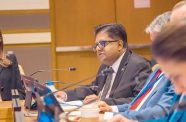Senior Minister in the Office of the President with Responsibility for Finance, Dr Ashni Singh, delivering remarks during a High-Level Ministerial Dialogue at the United Nations Headquarters in New York
