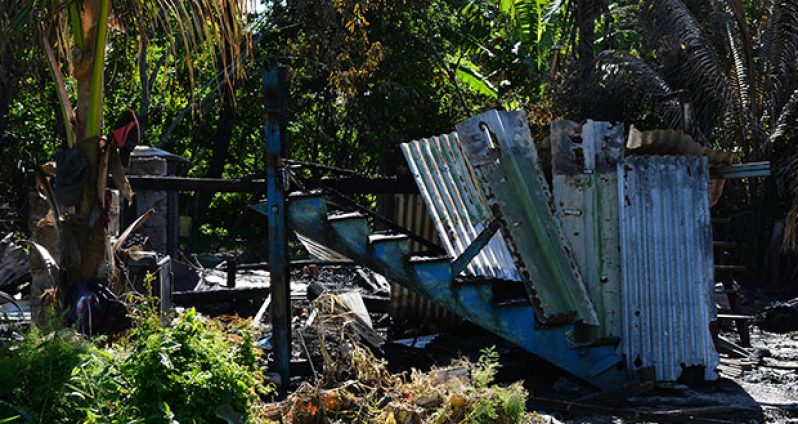 The remains of the house after the fire was extinguished