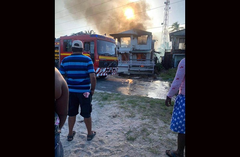 The fire completely destroyed the house at Aurora Village in Region Two