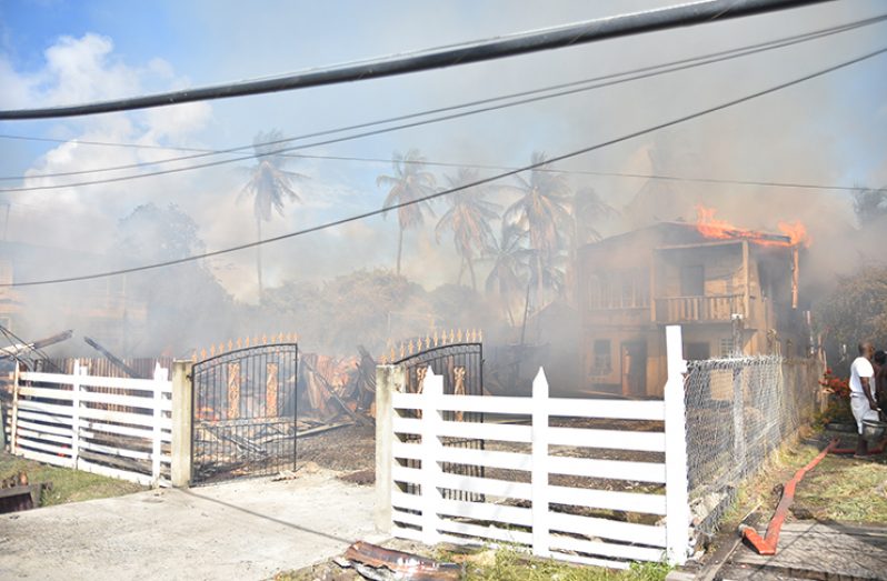 Fire destroys a building located on Victoria Road, Plaisance  (Samuel Maughn photo)