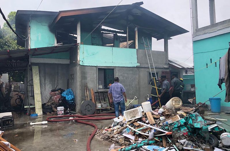 The gutted house which is located just north of Ray’s Auto Sales located at Bagotstown, East Bank Demerara