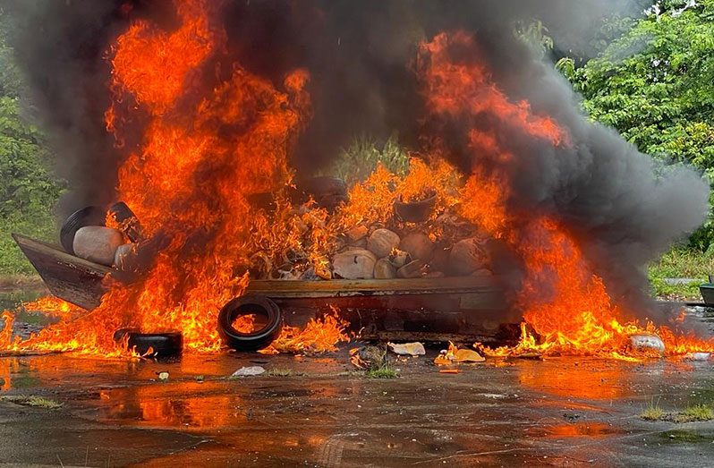 The narcotics being destroyed at Homestretch Avenue, Georgetown