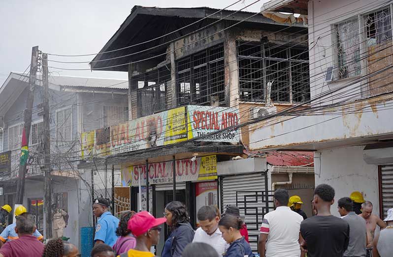 Fire at Special Auto on South Road, Georgetown (Sachin Persaud Photo)