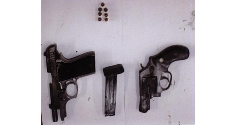The two unlicensed firearms and ammunition found