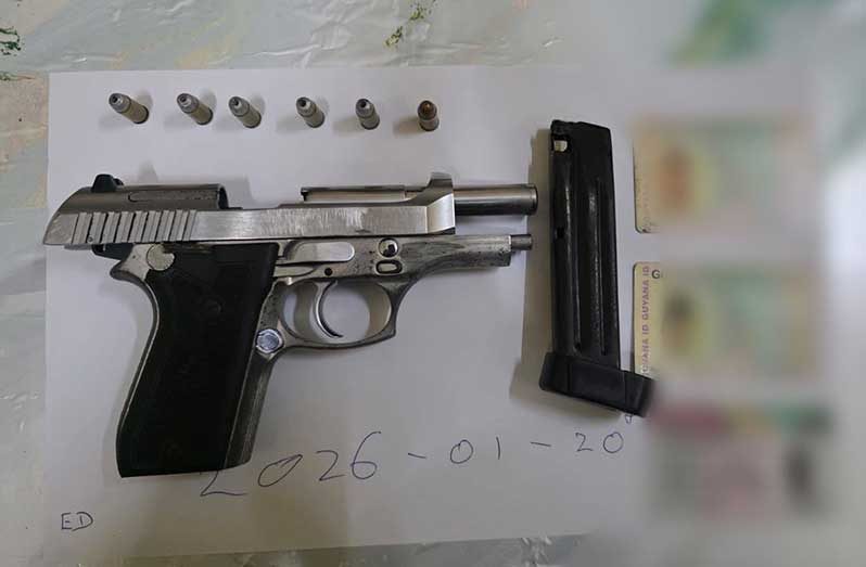 The handgun and ammunition seized by police