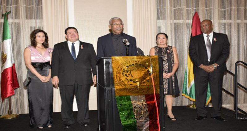 Mexico’s Ambassador to Guyana, Ivan Robero Sierra Medel re-enacting the 'Grito de Dolores' or 'The Cry of Dolores' on the morning of September 16, 1810 by Father  Miguel Hidalgo y Costilla to officially start the revolution against the Spanish colonial system