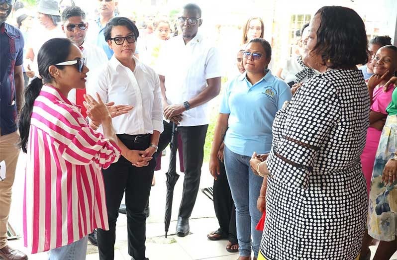 As part of an initiative to enhance the school’s recreational facilities, Her Excellency, First Lady Arya Ali and Minister Susan Rodrigues of the Ministry of Housing and Water visited the May 26 Nursery School in Melanie, East Coast Demerara on Tuesday