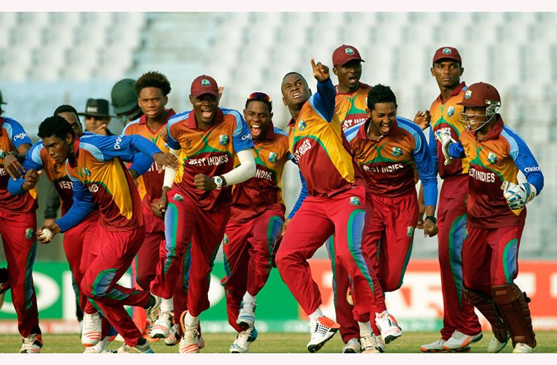 FLASH BACK! W.I players in celebration mode after beating India to win the 2016 ICC U19 World Cup