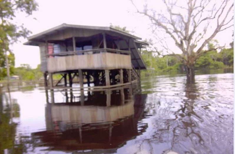 A flooded part of Kwakwani (Deron Adams photo)