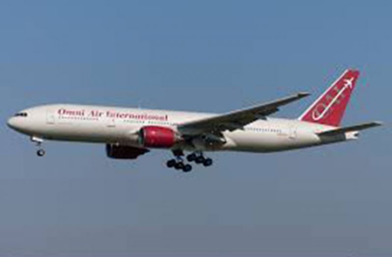 A Boeing 777 aircraft of Omni International, similar to the one which landed at the CJIA