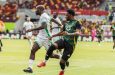 Part of the action between Reggae Boyz and Nigeria in the Unity Cup final