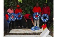 Members of the PPP/C, along with representatives from the Women’s Progressive Organisation and GAWU, pay tribute to fallen comrade Michael Forde at Le Repentir Cemetery