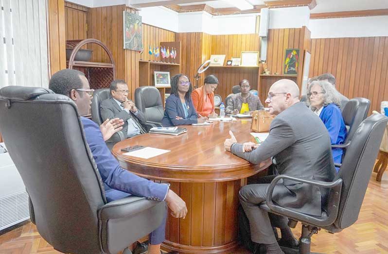 Minister of Foreign Affairs and International Co-operation, Hugh Hilton Todd, met with Ambassador Phillip Fox Drummond Gough, Secretary for Economic and Financial Affairs in Brazil’s Ministry of Foreign Affairs, during the diplomat’s May 11-12 visit to Guyana
