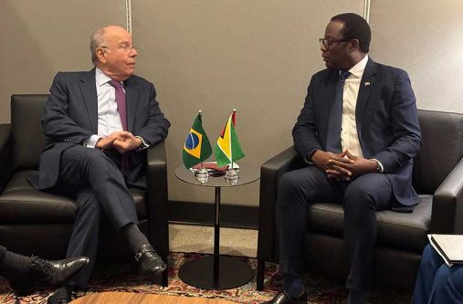 Foreign Affairs Ministers Hugh Hilton Todd and Mauro Luiz Iecker Vieira discuss areas of mutual interest