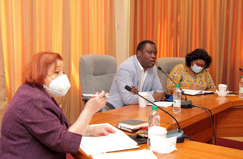 Minister of Parliamentary Affairs and Governance, Gail Teixeira; Minister of Foreign Affairs and International Cooperation, Hugh Todd; and Permanent Secretary of the Ministry of Foreign Affairs and International Cooperation, Elizabeth Harper met with Government officials and UN agencies to discuss the influx of Venezuelan migrants into Guyana