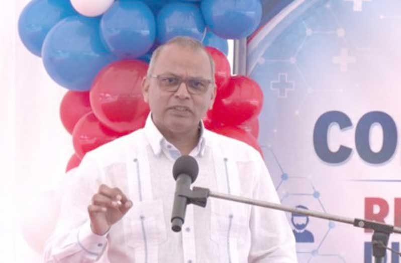 Minister of Health, Dr Frank Anthony, during the commissioning of the new regional bond in Essequibo