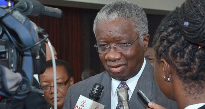 “Barbados Prime Minister, Freundel Stuart flocked by the regional press corps”