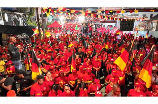 Thousands gathered at Belle’s Square, Bartica, as the PPP/C’s ‘Road to Victory’ rally brought together supporters from across Region Seven