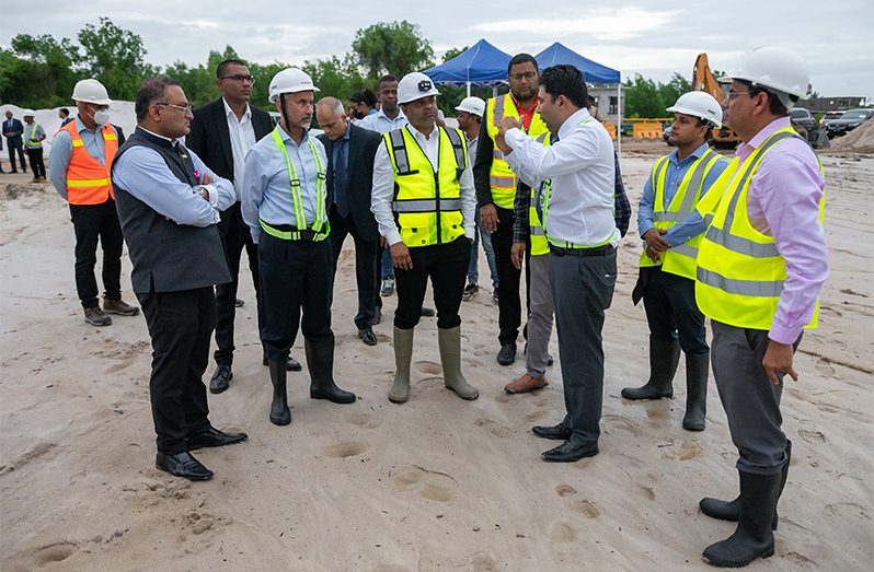 Ashoka’s project coordinator, Aditya Parakh updating Minister within the Ministry of Public Works, Deodat Indar; Indian External Affairs Minister Dr. Subrahmanyam Jaishankar; and India’s High Commissioner to Guyana Dr. K.J. Srinivasa on the ongoing road project