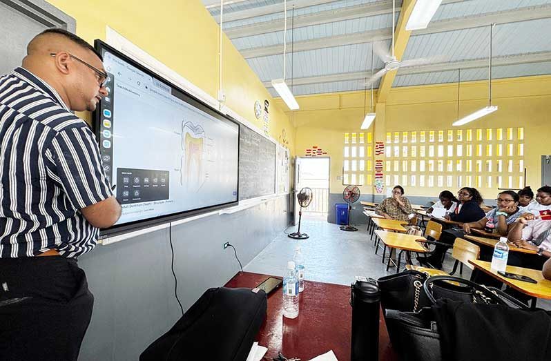 Teachers of Good Hope Secondary School, on Tuesday, enhanced their skills with hands-on training to effectively use smart boards in the classroom. This technology will bring lessons to life, engage students, and support dynamic, interactive learning (Ministry of Education photos)