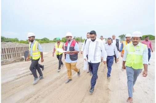 Works are advancing rapidly as engineers and contractors are working 24/7 to complete the ground works for the interconnecting highway from Buzz Bee Dam to Land of Canaan, according to President, Dr. Irfaan Ali (Office of the President)