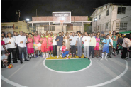 President, Dr Irfaan Ali, on Friday evening, launched two transformative initiatives at Tiger Bay: a shadehouse project to support women and children, and a
new futsal and basketball facility (Office of the President photos)