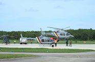Prime Minister, Brigadier (Ret’d) Mark Phillips and other government officials on Saturday commissioned two new Bell helicopters — the Bell 407 and Bell 429 — at the Guyana Defence Force’s Hangar at Ogle, East Coast Demerara (Photos: Office of the Prime Minister)