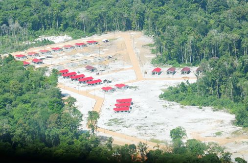 An aerial view of the ongoing housing development in Region Seven (Ministry of Housing photo)