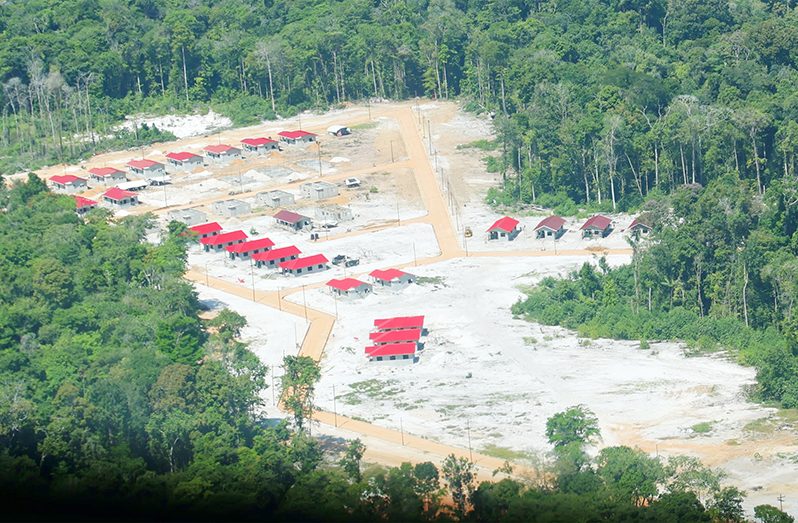 An aerial view of the ongoing housing development in Region Seven (Ministry of Housing photo)