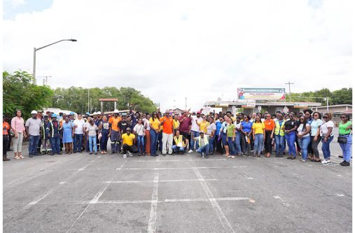 President, Dr. Irfaan Ali thanked the dedicated staff of the Demerara Harbour Bridge for their years of commitment and service (Office of the President photo)
