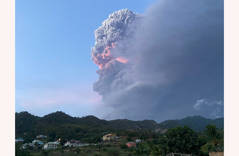 After months of monitoring, the La Soufrière volcano, in St. Vincent, began erupting on Friday morning and continued to erupt throughout the day (Kevin Daniel photo)