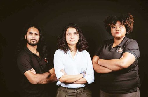 From left, FumaCon2024 Organising Team, Ken Sahadeo Business and Sponsorship Coordinator, Juliana Lopes, Co-Founder and Head of Marketing and PR along with Rafaela Oviedo, Co-Founder & CEO
