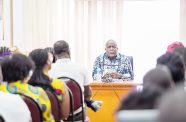 Prime Minister, Brigadier (Ret’d) Mark Phillips, during his address on Saturday (Office of the Prime Minister photos)
