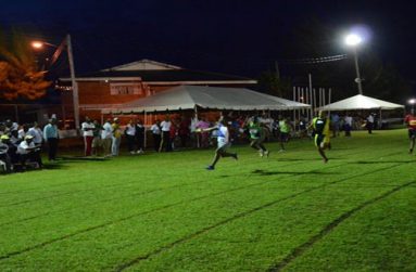 Tevin Garraway of West Demerara powers across the finish line unchallenged on his way to claiming the new record in the marquee event.