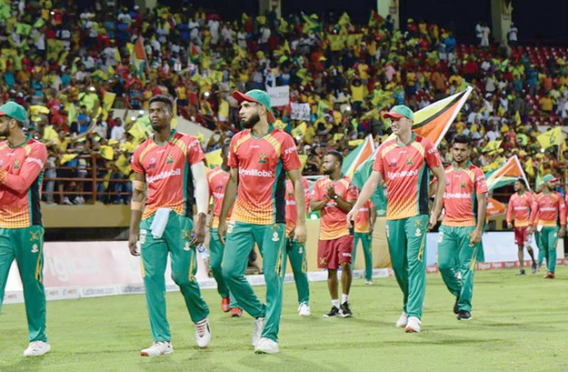 The Guyana Amazon Warriors team on a lap of honour at the conclusion of the home games