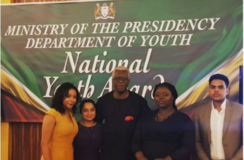 Director General of the GCAA, Lieutenant Colonel (retired) Egbert Field and officials of the aviation body and the Ministry of the Presidency at a forum where the grant was handed over to the aviation body.