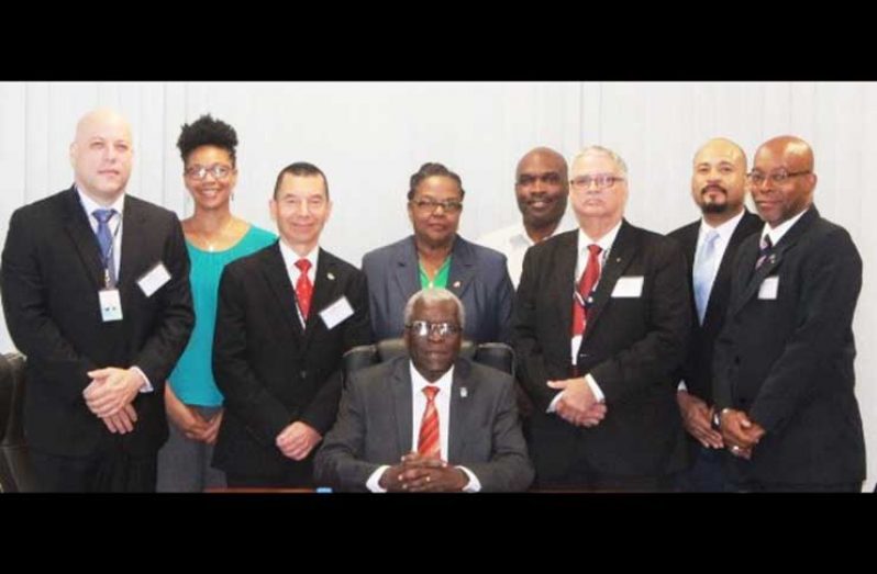 Director General Lt. Col. (Ret’d), Egbert Field, flanked by other participants at Monday’s meeting