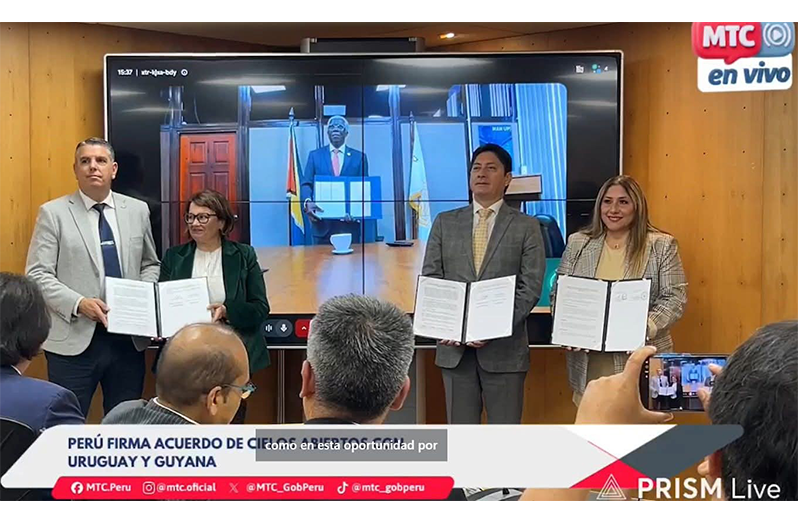Director General of the GCAA, Lt. Col. (Ret'd) Egbert Field and Director General of Peru's Directorate for Civil Aviation, Paola Mariella Marin Ugarte, participated in the signing ceremony