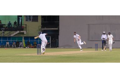 Action from day two of the Guyana Harpy Eagles first trial match at the National Stadium (Japheth Savory photos)