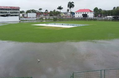 The waterlogged Georgetown Cricket Club ground