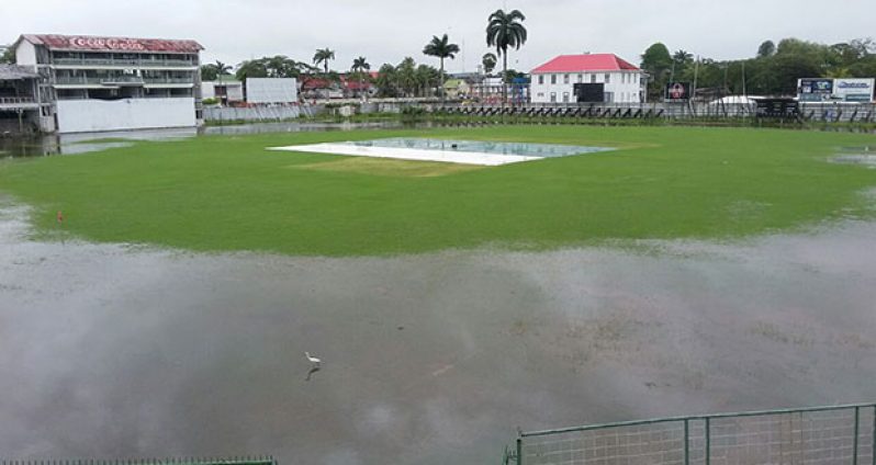 The waterlogged Georgetown Cricket Club ground