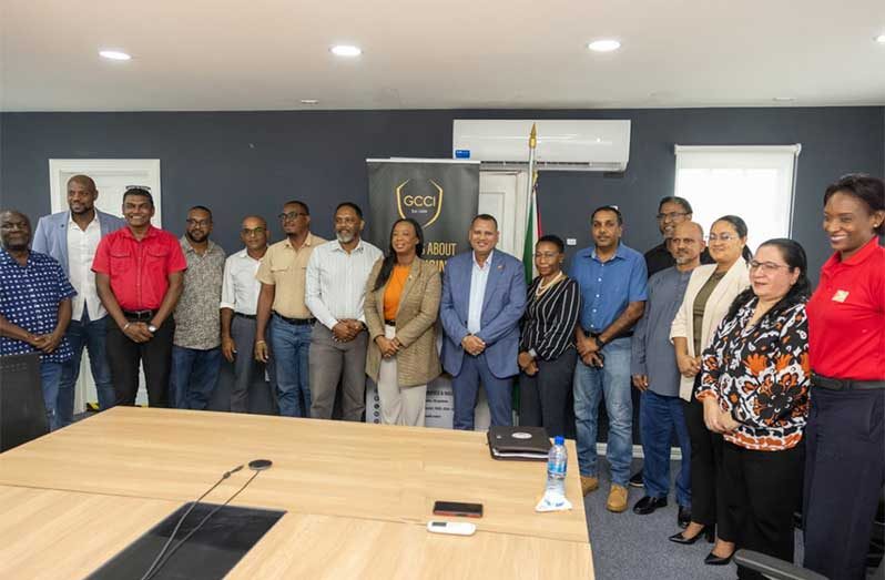 Minister of Housing and Water, Collin Croal, and NDIA Head Lionel Wordsworth, brought together representatives from the Georgetown Chamber of Commerce and Industry (GCCI), the Guyana Manufacturing and Services Association (GMSA), and the Women’s Chamber of Commerce and Industry Guyana (WCCIG)