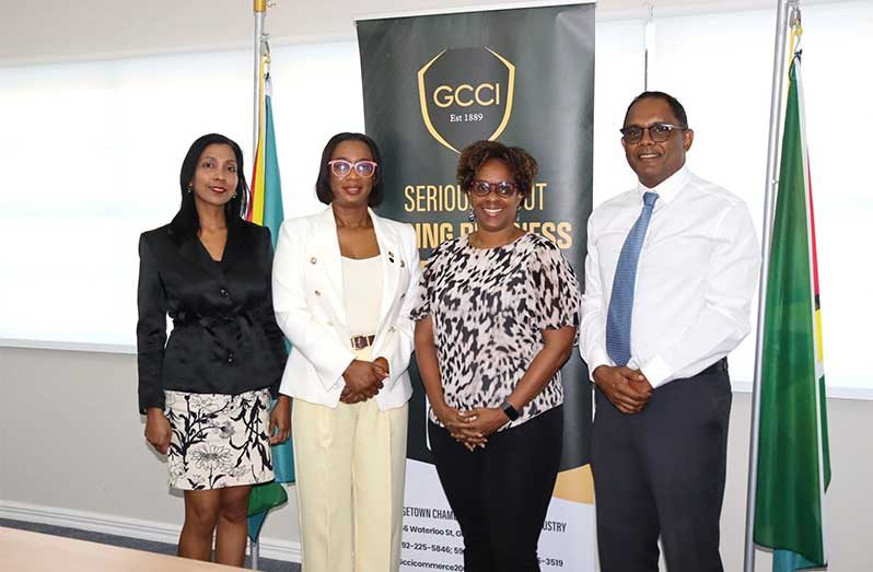President of the GCCI, Mrs. Kathy Smith (second from left) and Junior Vice President and Chairperson of the Agriculture Committee, Brian Edwards met with Dr. Gillian Smith to explore areas for potential collaboration